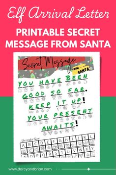 the printable secret message from santa is shown in this christmas letter recognition activity for kids