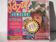 a box with an advertisement on it that says,'jazzy jewelry glitter gems '