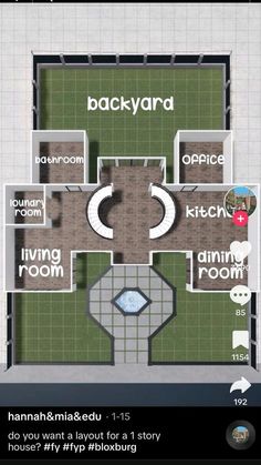 a floor plan for a house with an open kitchen and living room in the middle