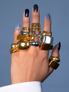 A set of 3 rings handcrafted in bronze with a choice of 22k gold or a silver finish. Dope Jewelry Accessories, Fashion Rules, Stack Rings, Stacking Ring Set, Dope Jewelry, Jewelry Fashion Trends, Classy Jewelry, Funky Jewelry, Jewelry Lookbook