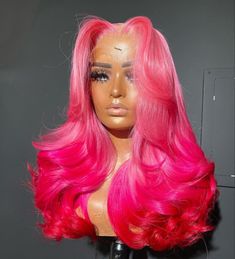 Hot Pink Wig, Pink Ombre Hair, Natural Hair Bun Styles, 13x4 Lace Front Wig, Creative Hair Color, Pretty Hair Color, Human Virgin Hair, Celebrity Hair Stylist