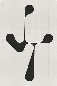 an abstract black and white poster with circles, lines, and shapes in the shape of a cross