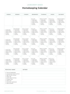 a printable calendar with the words, homeexing calendar and other things to do