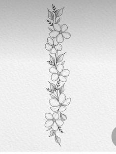 a line drawing of flowers and leaves