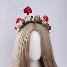 👑 Product description: Look! Red Mushroom Crown Fairy Headpiece Forest Girl Headband Elven Woodland Mushroom Costume For Women Elf Headdress Green Moss Elvish Hat Tiara 🦌Unique Design🦌 After the rain clears, vibrant red mushrooms of various sizes magically sprout across the soft, green moss. This headband combines an elastic band with carefully chosen lightweight materials, ensuring a comfortable, pressure-free fit. It adds the perfect touch of charm to your festive events, making you look ev Diy Elf Costume Women, Mushroom Fairy Costume, Mushroom Headband, Fruit Headpiece, Diy Elf Costume, Fairy Headband, Woodland Crown, Mushroom Costume, Elven Forest