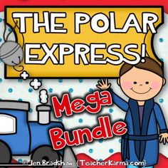 the polar express mega bundle is shown with an image of a man and a train