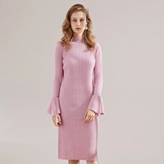 Ribbed sheath knitted dresses | Fancyever Knit Sweater Dress, Knitted Sweater