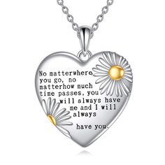 PRICES MAY VARY. This necklace is mainly engraved and the daisy motif is a unique feature of the necklace. The simple heart necklace can be worn with any outfit. It is a perfect choice to give as a gift. Size:The Daisy Necklace Size is 25*20mm(0.98*0.8IN) Material: 925 sterling silver .Color: white gold plated. Comes with a beautiful gift box, perfect gifts for her, your lover, mom, wife, sister, daughter, granddaughter, aunt, couples, women, men or friends. Suitable for New Year, Valentine's Da Simple Heart Necklace, Daisy Heart, Daisy Jewelry, Sterling Silver Heart Necklace, Daisy Necklace, Jewelry Design Inspiration, Wreaths Diy, Silver Heart Necklace, Necklace Size