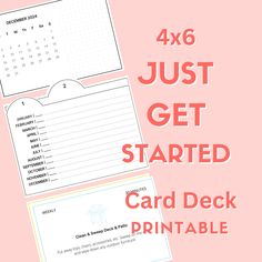 the 4x6 just get started card deck printable