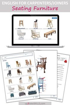 the english for carpenters / joinrs seating furniture is displayed on a computer screen