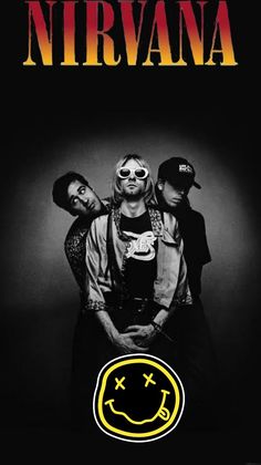 nirvana poster with two men and a smiley face