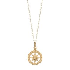 "Take your look in a new direction with this glowing 10k gold compass necklace.PENDANT DETAILS Pendant size: 22 mm x 13.9 mm Chain length: 18 in. Chain type: cable Clasp: spring-ring Metal: 10k gold Packaging: boxed  Size: 18"". Gender: female. Age Group: adult." Celestial Yellow Gold Jewelry With Compass Design, Gold Spiritual Compass Necklace, Gold Spiritual Necklace With Compass Design, Gold Amulet Necklace With Compass Design, Amulet Style Compass Pendant Necklace, Gold Medallion Necklace With Compass Pendant, Gold Compass Design Medallion Pendant Necklace, Celestial Compass Design Round Necklaces, 14k Gold Compass Design Round Pendant Necklace