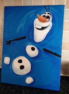 a painting of a cartoon character floating in the water with his nose and eyes painted on it