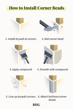 how to install corner beas on the side of a wall with instructions and pictures