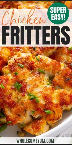 Chicken Fritters Diet Chicken Recipes Healthy Eating, Gluten Free Chicken Recipes Easy, Chicken Fritter, Ketovore Recipes, Cheesy Chicken Fritters, Chicken Fritters Recipe, Crockpot Chicken Dinners, Chicken Fritters, Dinners Recipes