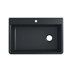 an image of a black sink on a white background with the hole in the middle