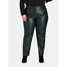 Youre city-chic in a heartbeat with Terra & Skys Faux-Leather Pants. These straight-leg pants are crafted in a premium faux leather and designed for a sleek, sophisticated aesthetic and comfortable fit. A coveted style on every gals new season wishlist, these faux leather pants are ideal for any occasion, from casual outings to evening eventsall you need to do is pick the top and shoes! Only at Walmart. Size: 20W.  Color: Green.  Gender: female.  Age Group: adult. Shoes With Leather Pants, Sophisticated Aesthetic, Leather Pant, Plus Size Pants, Faux Leather Pants, City Chic, Straight Leg Pants, In A Heartbeat, New Season