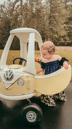 Vw Bug Birthday Party, Cozy Coupe Volkswagen Makeover, Vw Cozy Coupe, Cozy Coupe Makeover Girl, Little Tikes Cozy Coupe Makeover, Cozy Coupe Vw Makeover, Onestock Birthday Ideas, Two Groovy Birthday Party Girl, Little Tikes Car Makeover