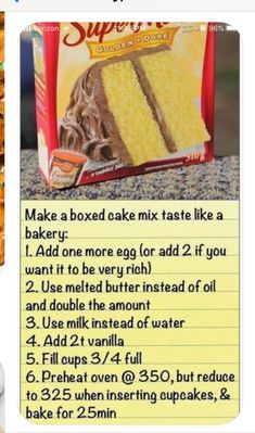 an image of a box of cake mix with instructions on the front and back side