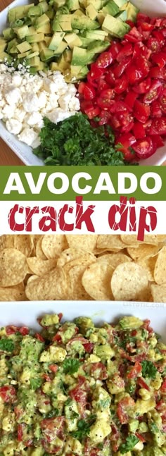 This quick and easy party appetizer is the BEST make ahead dip you will ever make! Serve it up with chips for a simple finger food everyone will love. It's made with avocados, tomatoes, feta and parsley. It's like guacamole but way better! | Listotic.com Avocado Dip Recipe, Party Appetizers Easy, Party Appetizers, Avocado Recipes, Yummy Appetizers, Appetizers For Party, Appetizers Easy