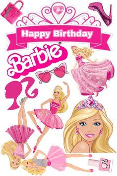 barbie birthday card with pictures of barbie dolls