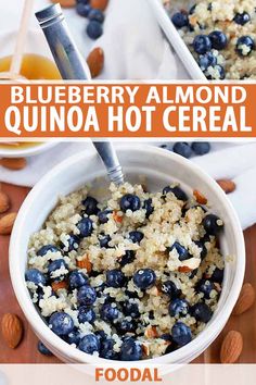 blueberry almond quinoa hot cereal in a bowl