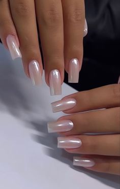 Haley Bieber Nails Square, Prom Square Nails, Ring Ceremony Nails, Sharp Square Acrylic Nails, Formal Acrylic Nails, Mid Length Square Nails, Clean Nails Acrylic, Wedding Nails Black Women, Nude Chrome Nails Square