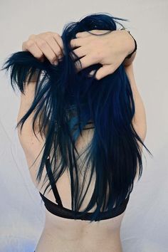 Dark blue hair Hair Chalk, Image Skincare, Hair Color Blue, Scene Hair, Hair Color Dark