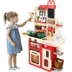 AMTPM Kids Kitchen Playset, 63PCS Play Kitchen Cooking Stoves with Realistic Steam & Sound Pretend Kitchen Toy Toddler Kitchen Gift for Boys and Girls 3+ AMTPM Designed for kids over the age of 3, this 63-piece versatile kitchen playset includes complete kitchen accessories, encouraging children to invite parents or friends to play the role of a chef and pretend to cook with realistic appliances. Featuring stoves with steam, sound, and light, a sink with a water circulation system, and a DIY dra Toy Kitchen Set Walmart, Toddler Play Kitchen Accessories, Toy Cooking Set, Toddler Cooking Kitchen, Cooking Playset, Play Doh Kitchen, Kitchen Playset, Toddler Kitchen, Kitchen Toy