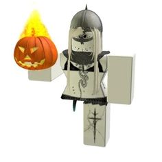 a paper toy with a knight holding a pumpkin