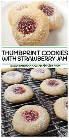 cookies with strawberry jam on top are cooling on the grill and then baked in the oven