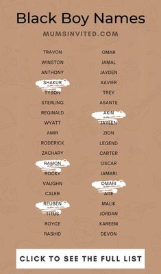 Give your baby boy a cool, cute & meaningful Black boy name that honors his heritage, with this list of rare & unusual Black boy names from African American culture. From historical & biblical influences to modern, badass names, these Black boy name ideas offer trendy & vintage vibes with powerful meanings. Find cute & unique African American boy names that are the perfect fit for your little prince.Black names african Americans. African baby boy names. Baby boy names black people Cute Black Babies Names, Black Names For Boys, Baby Boy Names Black People, Baby Boy Names Black, Boy Names Black, Unique Baby Boy Names Black, African Baby Boy Names