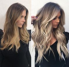 Amazing what a difference it makes. Just gorgeous. Cream Balayage, Ombre Hair Color, Brown To Blonde, Hair Color Trends, Great Hair, Hair Waves, Ombre Hair