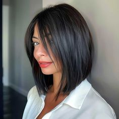 55 Hottest Shoulder-Length Bob Haircuts to See Before You Decide Shoulder Length Bob With Layers Straight, Bob Cut Medium Length, Bob Straight Hairstyles, Different Bobs Hairstyles, Shoulder Length Bob Haircut Thick Hair, One Lenght Hairstyle Bob, Long A Line Bob Hairstyles, Mid Length Bob Thick Hair, Align Bob Haircut