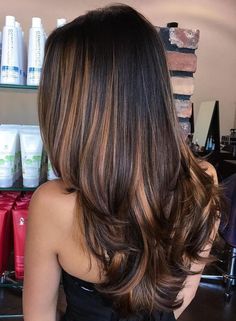 Brown Hair With Caramel Highlights, Straight Black Hair, Black Hair With Highlights, Balayage Blonde, Caramel Hair, Brown Balayage, Hair Color Highlights, Hair Color Balayage, Dark Blonde