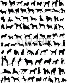 a large collection of dogs silhouettes