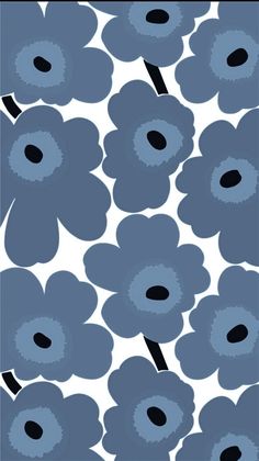 blue flowers on white background with black dots