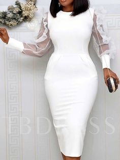 Pencil Gown, White Pencil Dress, Dress For Ladies, Cheap Fashion Dresses, Ruffle Bodycon Dress, Women's A Line Dresses, Dress For Kids, Ruffle Bodycon, Look Formal