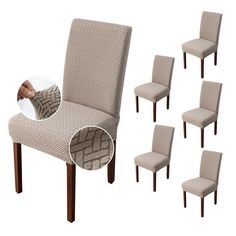 a set of six upholstered dining chairs with matching armrests in various sizes and colors