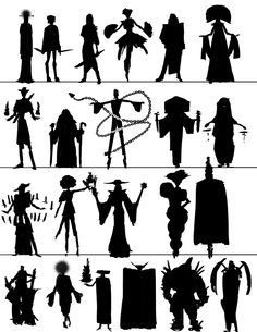 the silhouettes of people in halloween costumes