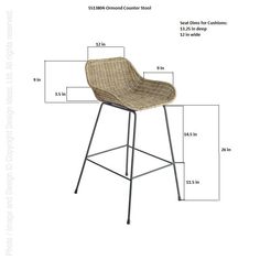 an image of a bar stool with measurements