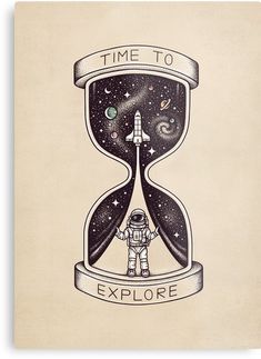 an image of an hourglass with the words time to explore