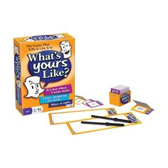 what's your like? card game with matching cards and pen in front of it