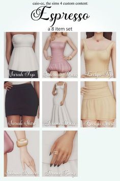 several different types of dresses for females