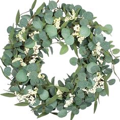 【size】: the inner diameter is about 10 in; the outer diameter is about 18in. Natural Branches, Artificial Eucalyptus, Front Doors With Windows, Eucalyptus Wreath, Berry Wreath, Green Wreath, Pillows Flowers, Leaf Wreath, Bright Flowers