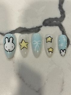 miffy press on nails by meeee Miffy Gel Nails, Beginner Gel X Design, Miffy Christmas Nails, Mimikyu Nails, Miffy Nail Art, Pochacco Nails, Simple Nails Gel, Miffy Nails, Nails Korean