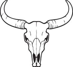 a bull's skull with large horns and long horned horns on the side