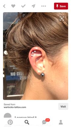 an ear piercing is shown in the screen above it's own profile, and has been