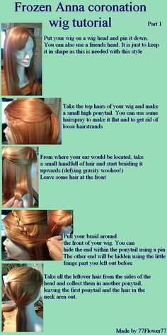 the instructions for how to make a frozen anana cosplay hairpieces