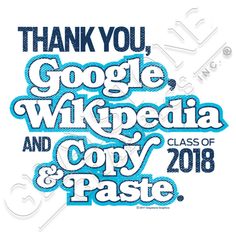 the words thank you, google wikipedia and copy & paste are shown in blue letters